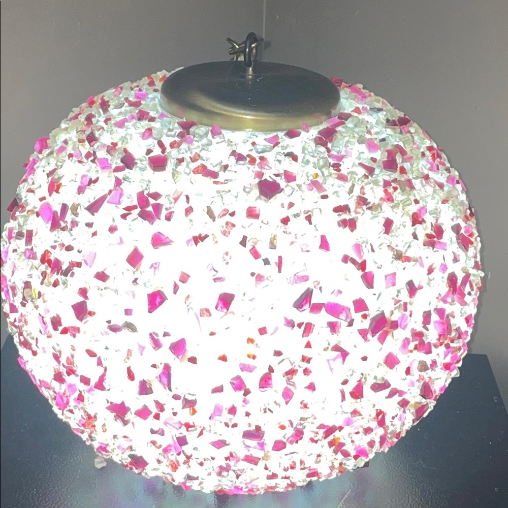 Mosaic Potpourri Glass Sphere Round with Brass Accent Hanging/ Stationery  Lamp
